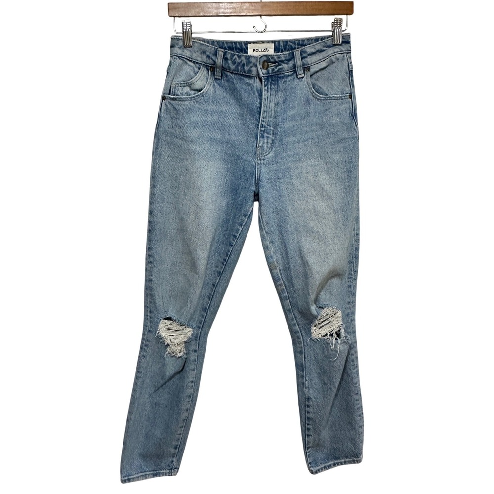 Rolla's Miller Mid-High Rise Slim Jeans Women 27 Blue Distressed Faded Denim